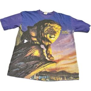 Vintage 90s MGM Grand All Over Print Graphic Casino‎ T Shirt Purple M